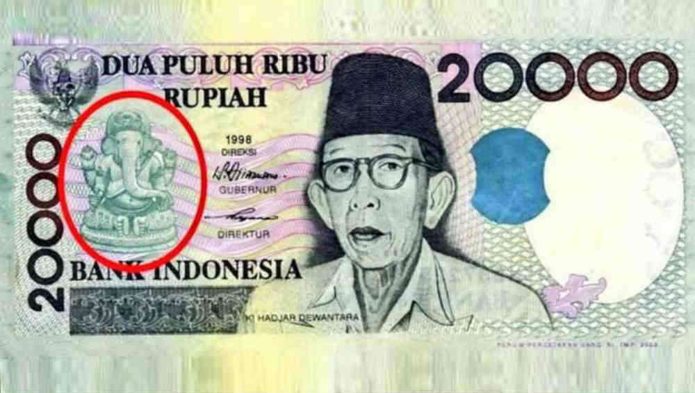 Lord Ganesh on its 20,000 rupiah currency note