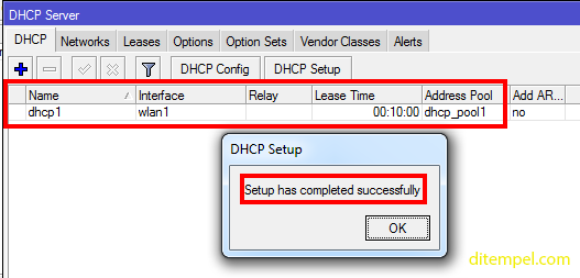 succesfully dhcp server