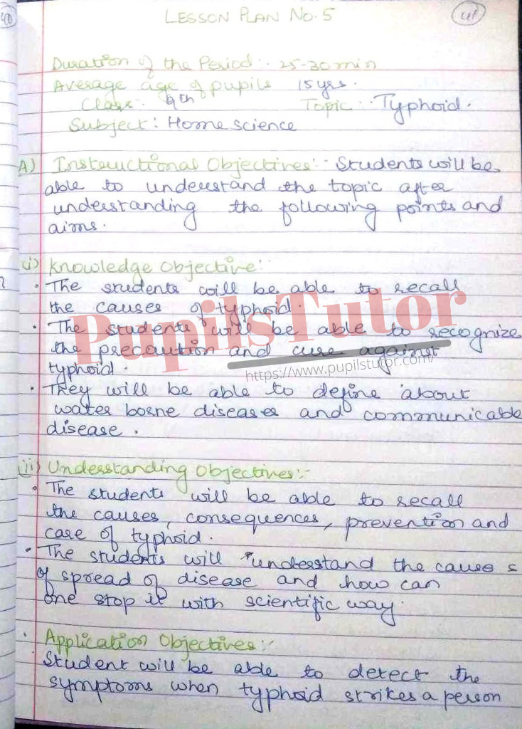 Typhoid Lesson Plan – (Page And Image Number 1) – Pupils Tutor