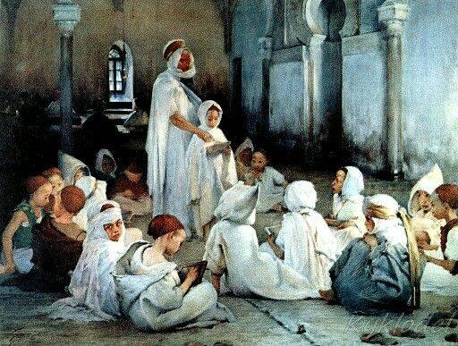 Leçon de coran dans une école arabe à Tlemcen - Henri Jules Jean Geoffroy