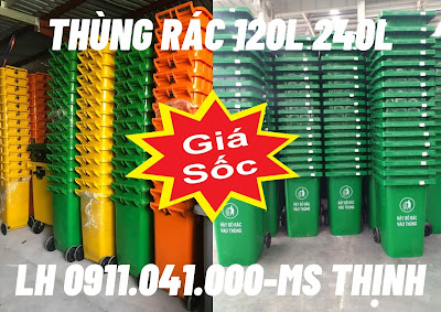 Thùng rác công cộng giá rẻ, thùng rác 240lit cần thơ lh 0911.041.000