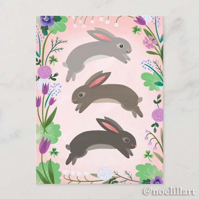 Rabbits Leaping Postcard