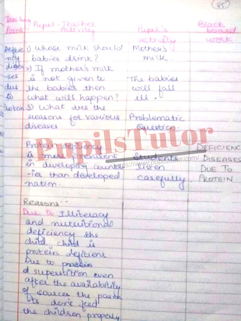 Home Science, General Science And Physical Education Lesson Plan On Protein Deficiency For Class/Grade 7 And 8 For CBSE NCERT School And College Teachers  – (Page And Image Number 3) – www.pupilstutor.com