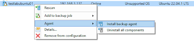 Veeam B&R installing agent on Ubuntu 22.10 host