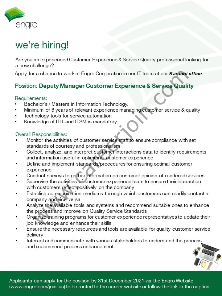 Engro Corporation Limited Jobs Deputy Manager