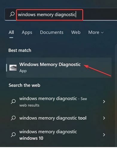 قم بتشغيل أداة تشخيص ذاكرة Windows