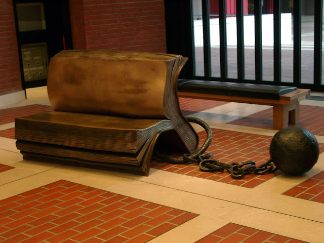 Sitting On History by Bill Woodrow, British Library, Euston Road, London