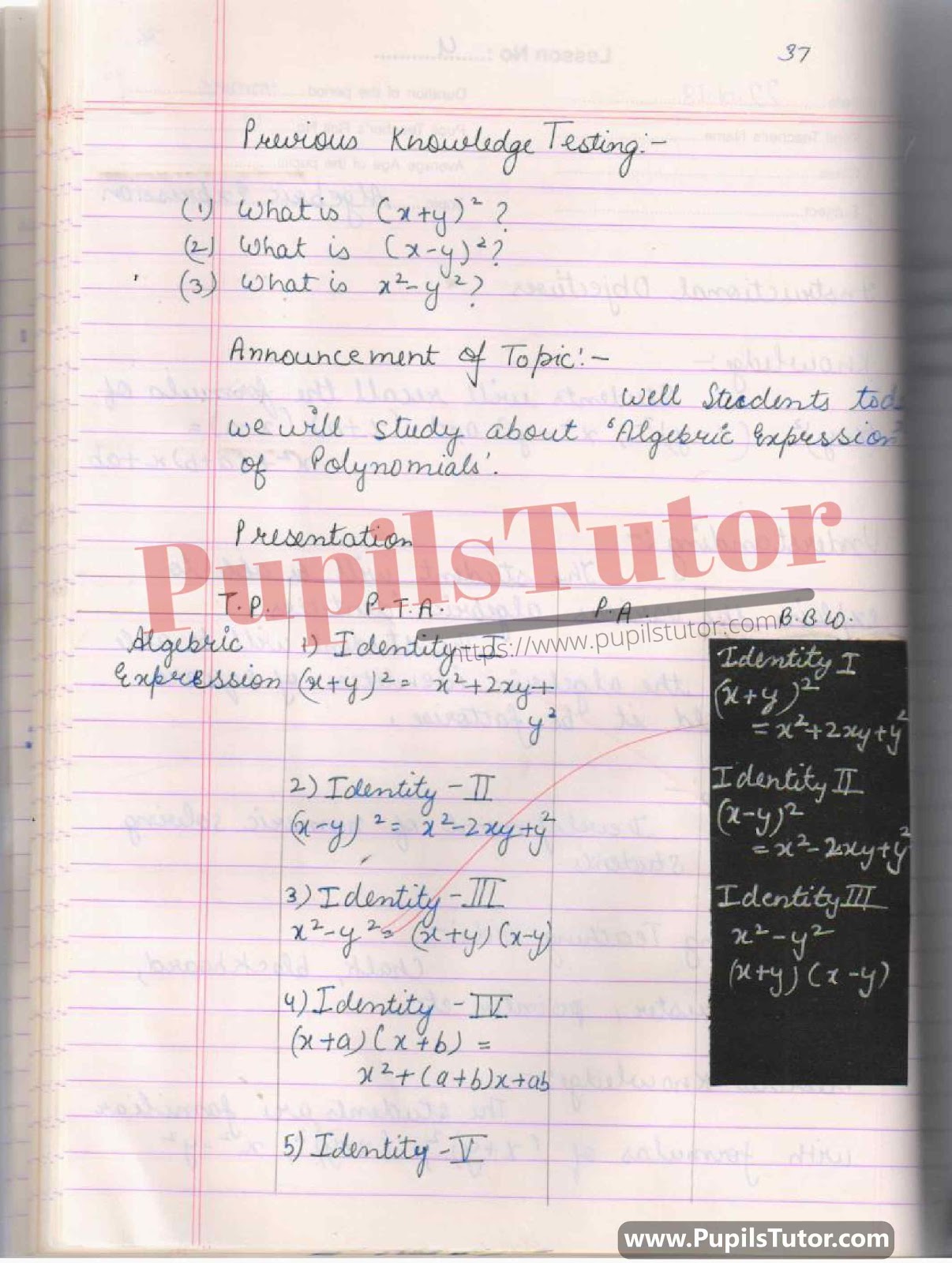 Mega Teaching Skill Algebraic Expression Lesson Plan For B.Ed And Deled In English Free Download PDF And PPT (Power Point Presentation And Slides) – (Page And Image Number 2) – PupilsTutor