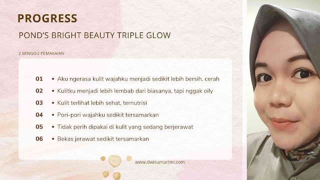 Progress Pemakaian Serum Pencerah Wajah Pond's Bright Beauty Triple Glow