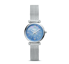 Fossil Carlie Mini Three-Hand Stainless Steel Mesh Watch Stainless Steel Mesh Watch