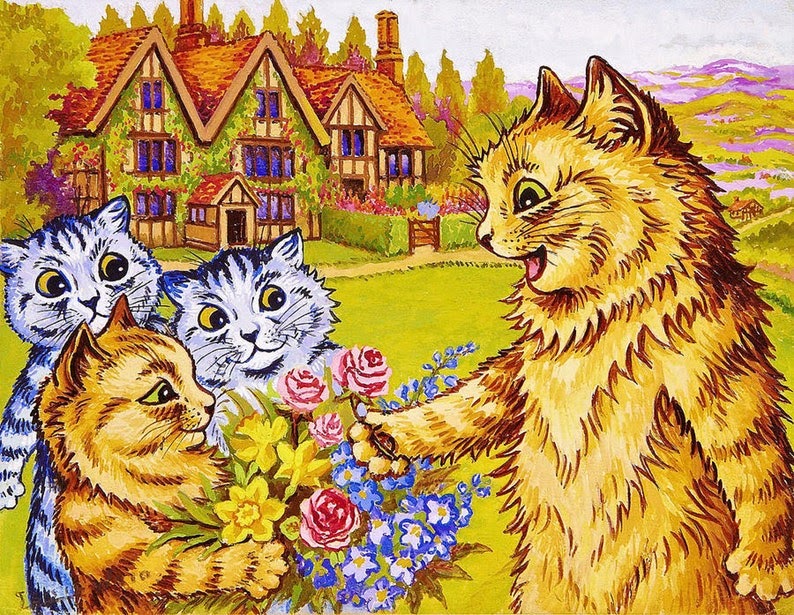 Louis Wain Cats Called Cats Destroying Garden Vintage Print 