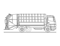 Garbage truck coloring page for children age 4-8