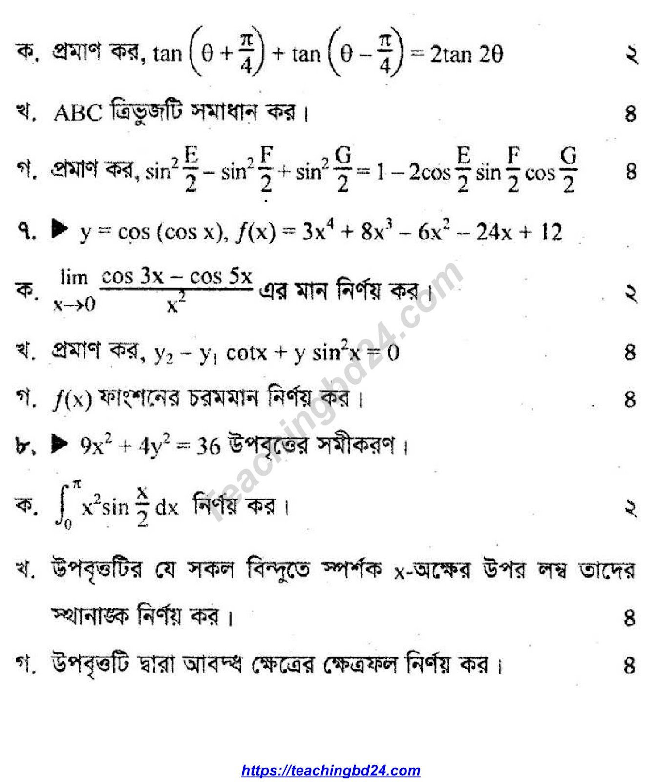 এইচএসসি উচ্চতর গণিত সাজেশন ২০২২ HSC Higher Mathematics Suggestion