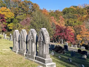Grave stones at Sleepy Hollow Cemetery in the Fall