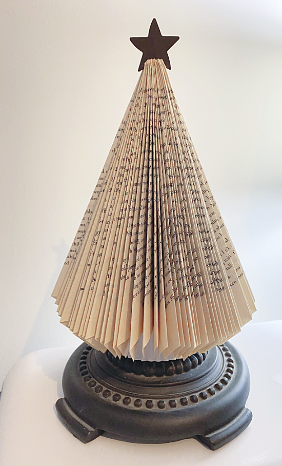 folded book tree with lamp base and metal star