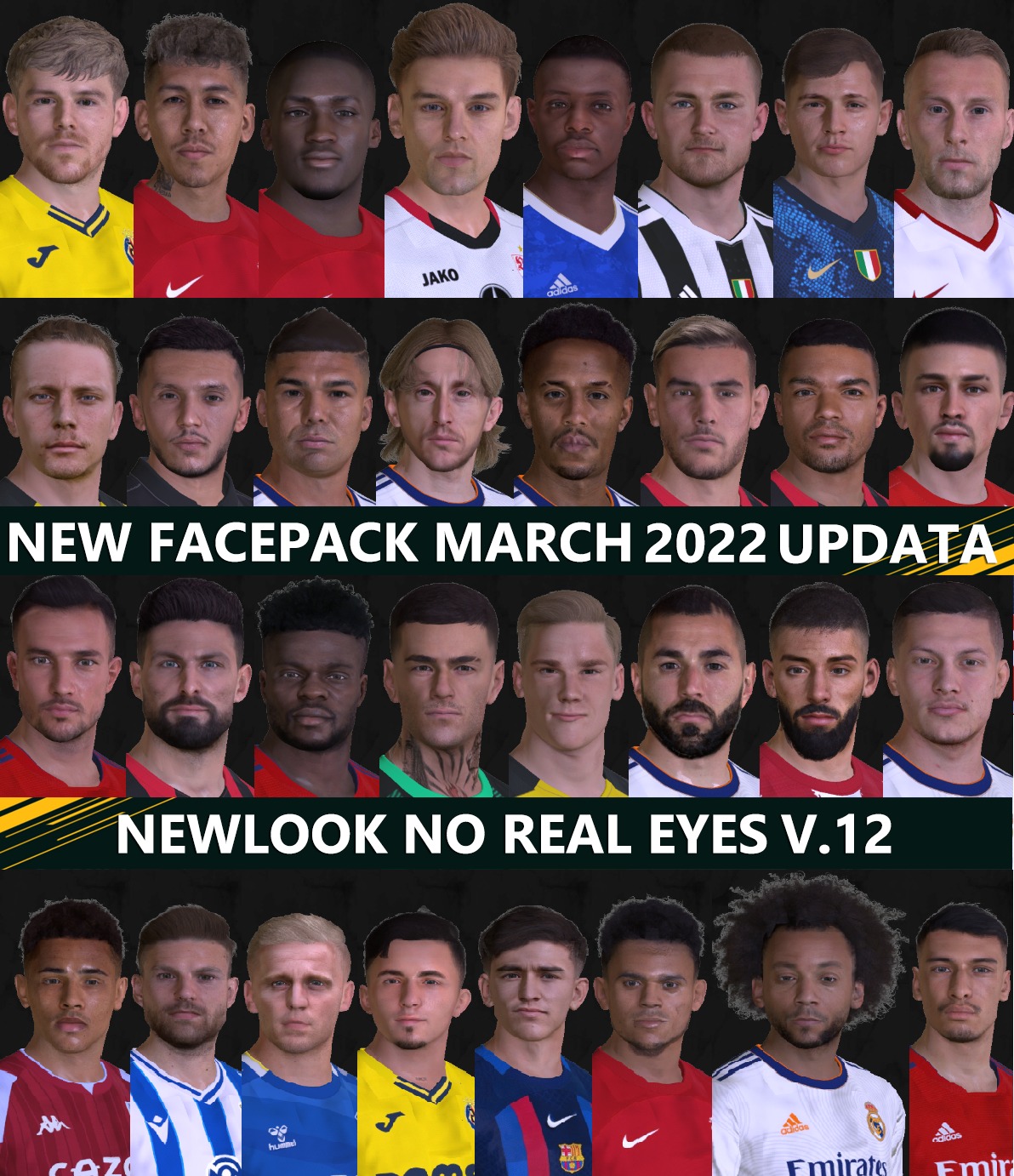 PES 2017 | New Mega Facepack V12 Season 2022 Newlook No Real Eyes