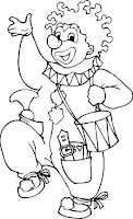 Cute clown march coloring page fror kids