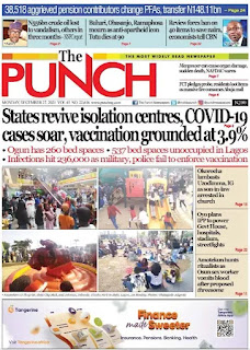 The Punch Newspaper Headlines & Front Pages Review For Monday, 27th December, 2021