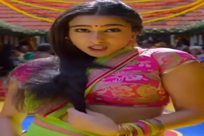 Sara Ali Khan in Fluorescent saree and colourful blouse