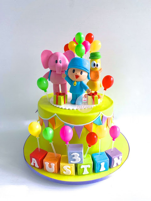 fondant cake balloon balloons elephant duck boy picoyo present cube cubes bunting buntings chucakes