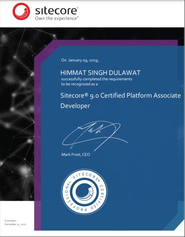 Sitecore Certificate