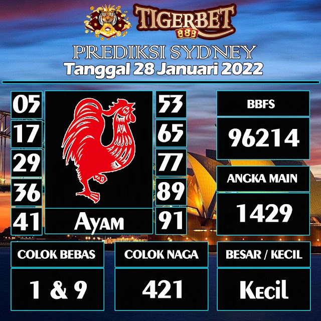 Prediksi Togel Sydney Tanggal 28 Januari 2022 Tigerbet888