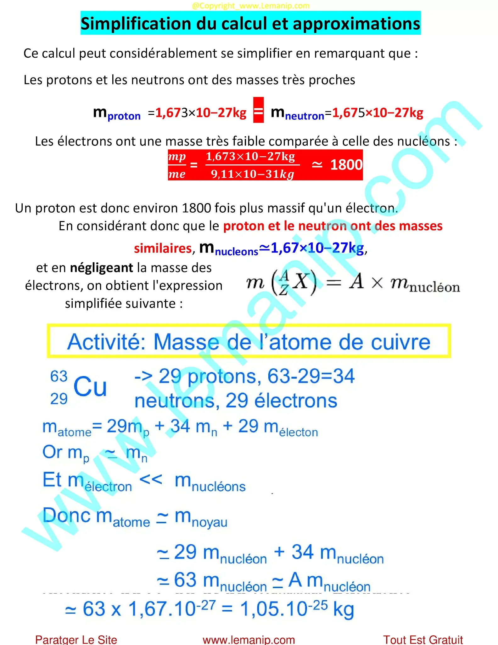 Simplification du calcul et approximations