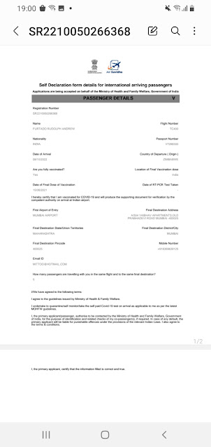 " Covid 19 Suvidha Travel Declaration Form"