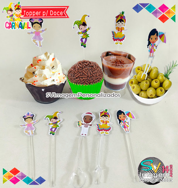 Festa Carnaval Frevo Dicas e Ideias para Decoração de Festa Personalizados plaquinha para doce