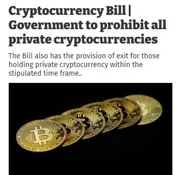 Cryptocurrency Bill - Government to prohibit all private cryptocurrencies - Rupeedesk Reports