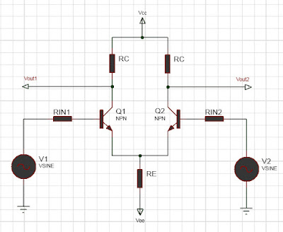 differential amplifier circuit constructed using BJT transistors