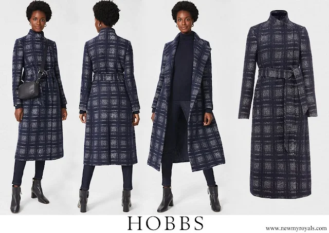 Crown Princess Mary wore a Hobbs Meghan Check Wrap Coat