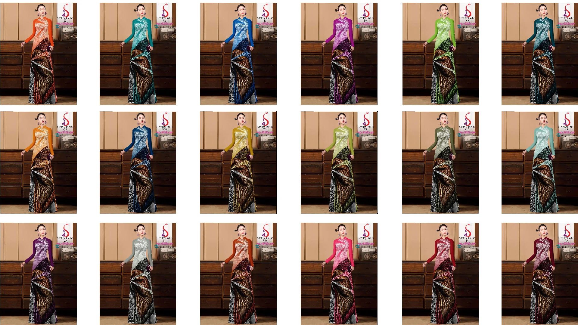 Bảng màu vải áo dài đẹp in 3D của Vải Áo Dài S