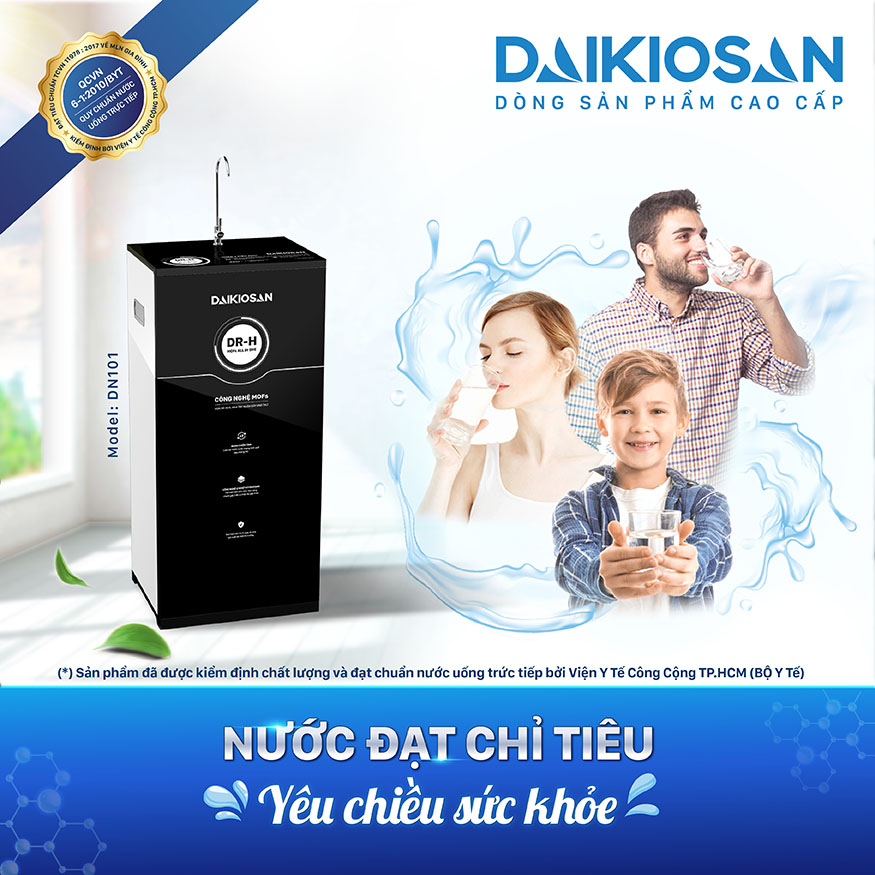 Đạt chuẩn nước uống trực tiếp là Máy lọc nước Daikiosan DR H DN101