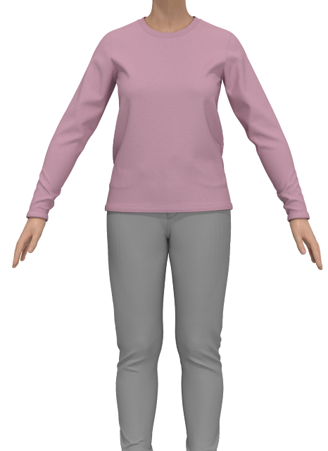 3D Virtual Fashion Apparel Women’s Long Sleeve T-Shirt & Pant Design