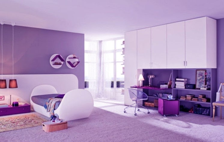 purple two colour combination for bedroom walls