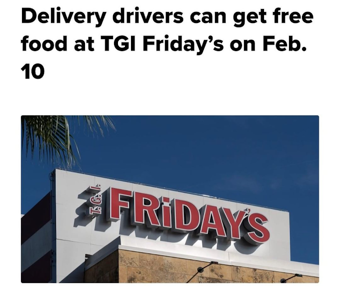 Free Appetizer at TGI Fridays for Delivery Drivers Today Only February 10th, 2022!