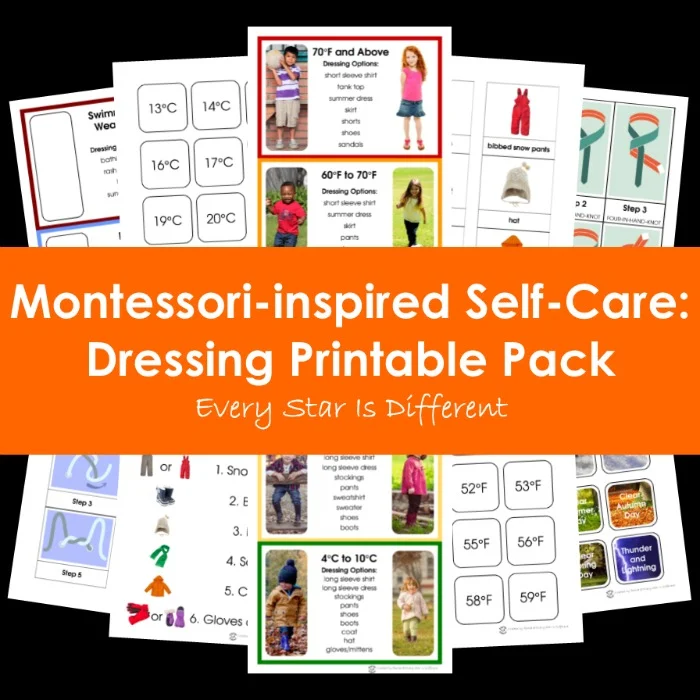 Self care dressing skills printable pack for kids