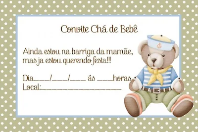 Convite Chá de Bebê Urso marinheiro