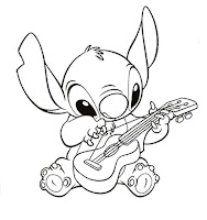 Stitch guitar coloring page