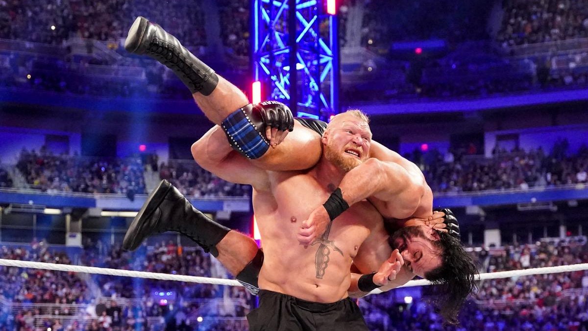 Brock Lesnar and Drew McIntyre in WWE Royal Rumble 2022
