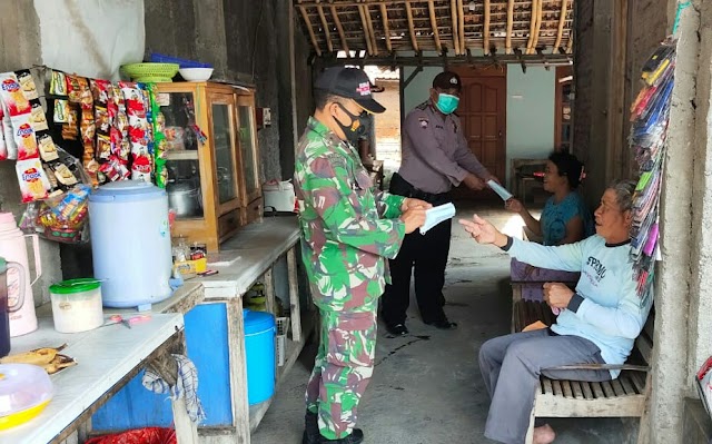 Pembagian Masker Secara Masif, dilaksanakan Koramil 12/Bendosari Bersama Polsek Dan Satpol PP Kec. Bendosari