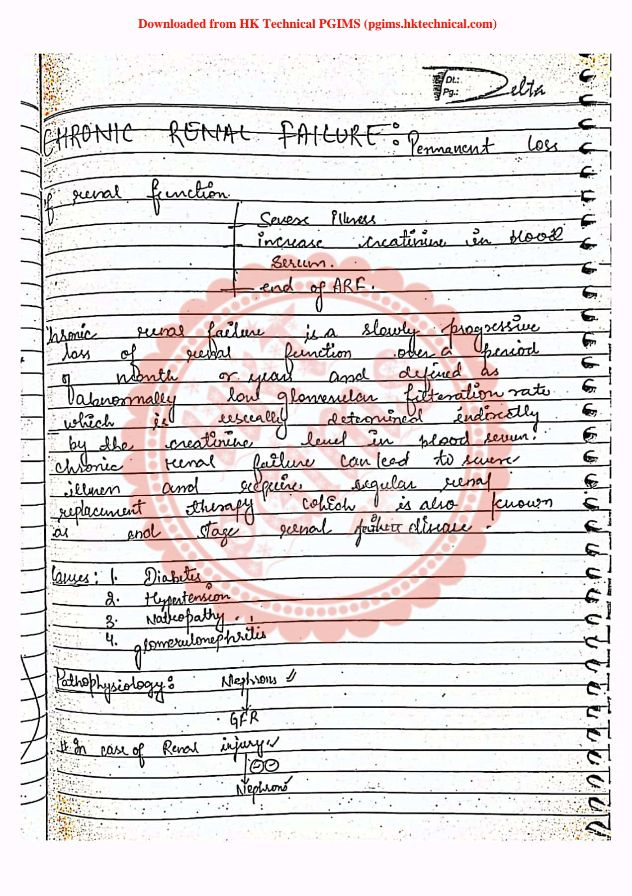Renal Diseases - Pathophysiology Notes - chronic renal failure