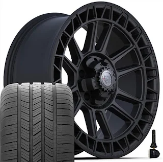 4PLAY Wheels 4PS12 Off-Road Truck Wheel Compatible with Tundra 20x9 Satin Black Goodyear Wheel and Tire SET