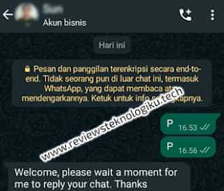 tampilan menggunakan akun bisnis whatsapp