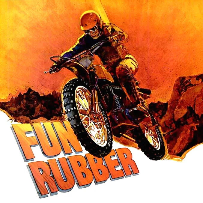 Vintage Marker Illustration of a Dirtbike on Dunlop Off-Road Tyres