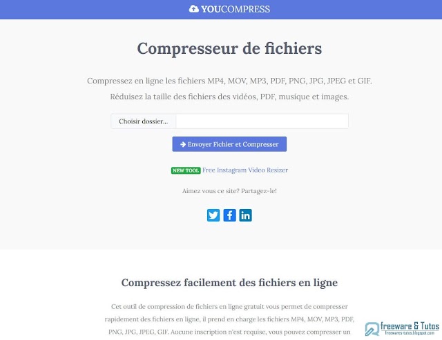 Youcompress : un outil en ligne gratuit pour réduire la taille des fichiers vidéos, PDF, musique, images et +