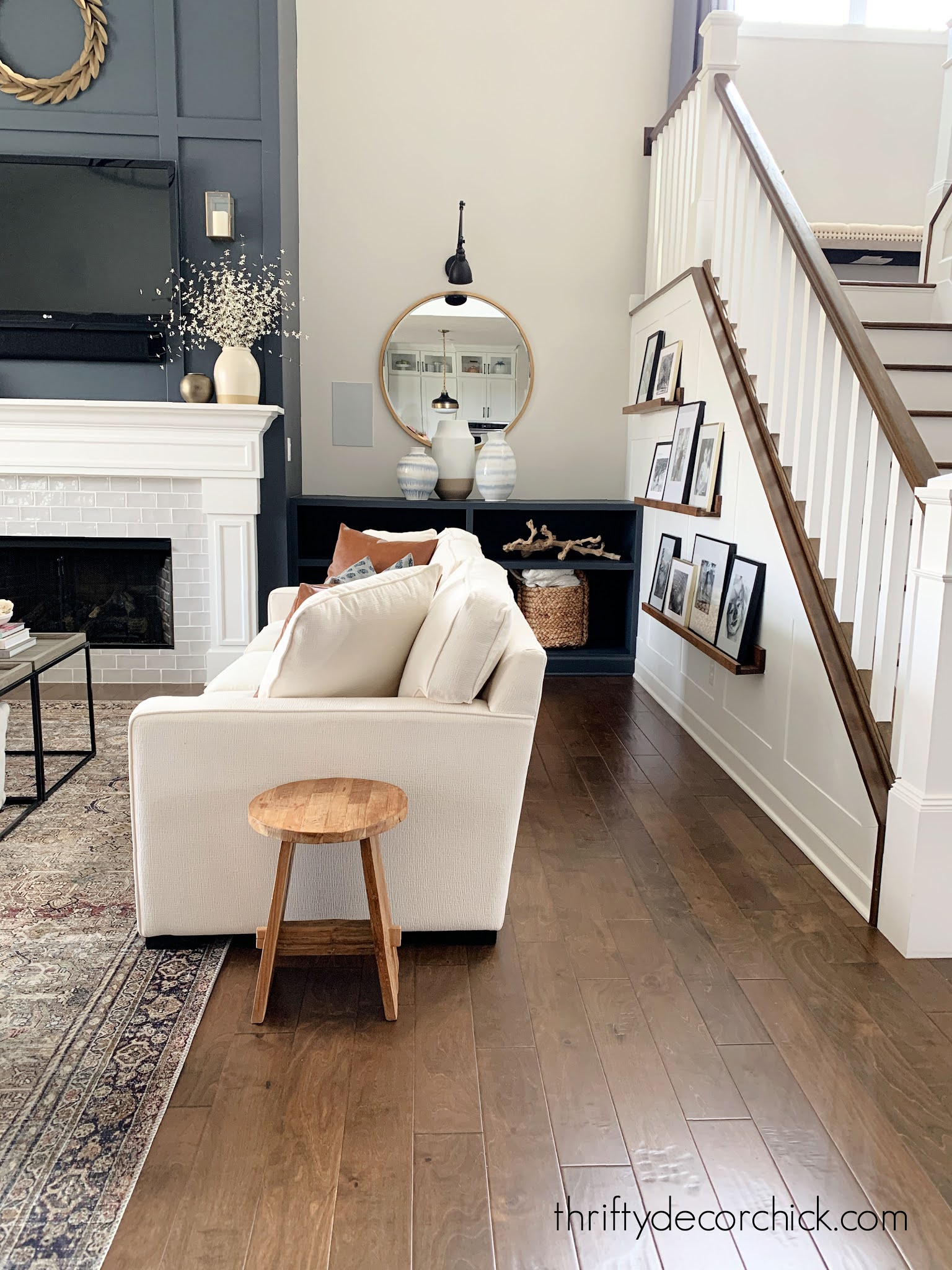 Cyberspace fireplace with bookcases