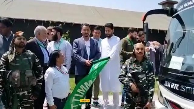 Chairman Haj Committee Ladakh UT along with Er Aijaz Hussain flags off UT Ladakh pilgrims 
