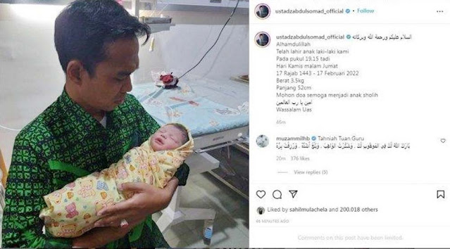 Alhamdulillah, Istri Ustaz Abdul Somad Melahirkan Bayi Laki-laki